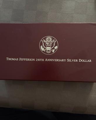 Moneta t.jefferson 250th anniversary silver dollar