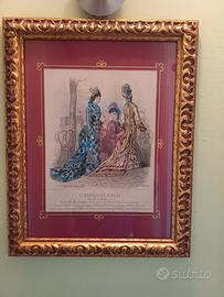 4 illustrazioni stampe epoca 1800 incorniciate