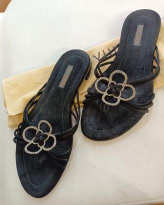 Infradito in suede nero Vuitton