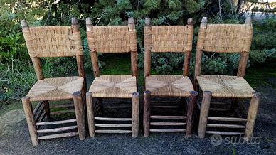 4 Sedie marocchine fatte a mano in legno di alloro