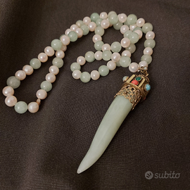 Collana perle e giada