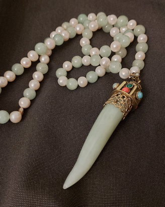 Collana perle e giada