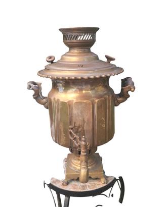 samovar antico in ottone a carbone/legna fine 800
