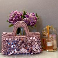 Borsa uncinetto con paillettes effetto coffa