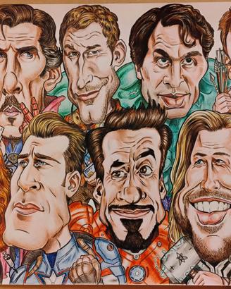 Fan art caricature supereroi opera unica