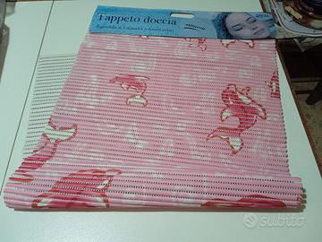Tappeto doccia antiscivolo rosa con stampa delfini