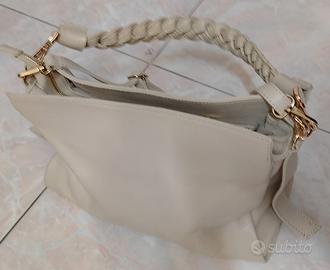 Borsa donna vera pelle colore panna Alta qualità.