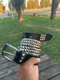 cintura borchiata fatta mano in vera pelle 115cm