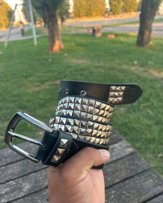 cintura borchiata fatta mano in vera pelle 115cm