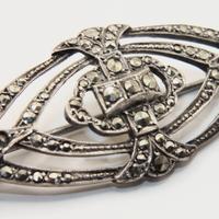 Spilla classica anni 30 argento marcasite