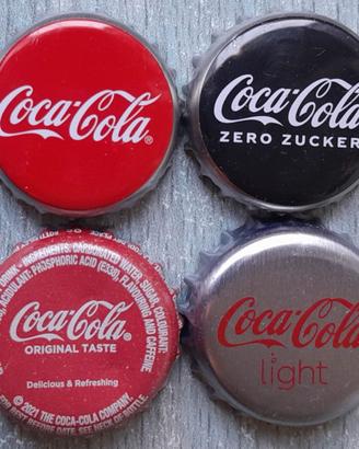 Coca Cola Tappi Lotto 4 Diversi Rosso Zero Zucker