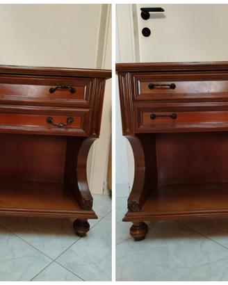 coppia di comodini vintage in legno 