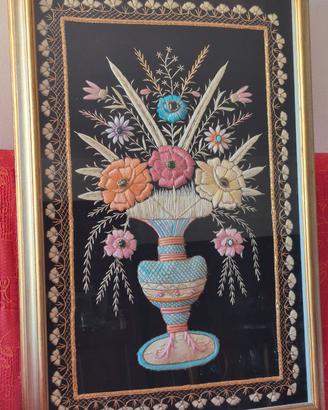 quadro tessile indiano decorato a mano con pietre