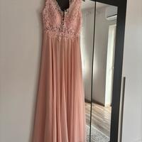 Abito lungo rosa elegante da cerimonia