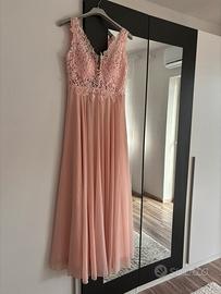 Abito lungo rosa elegante da cerimonia