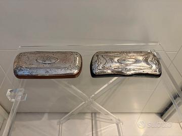 2 Astucci porta occhiali  anni 70 lamina argento