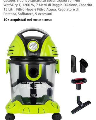 Bidone aspirapolvere solidi e liquidi con filo.