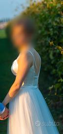 Abito da sposa scivolato in raso e tulle