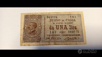 BUONO DI CASSA 1 LIRA V.E.III R.D.18/08/1914 N.828