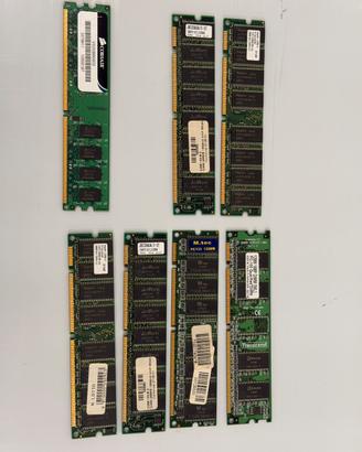 Lotto 7 RAM vintage DDR2 SDRAM PC100 PC133