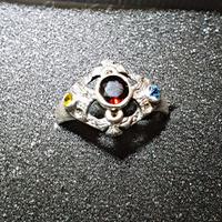 anello anni 60 argento 925 con zaffiri e granito