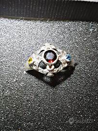 anello anni 60 argento 925 con zaffiri e granito