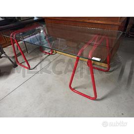 TAVOLO O SCRIVANIA 2 CAVALLETTI METALLO ROSSO PIAN