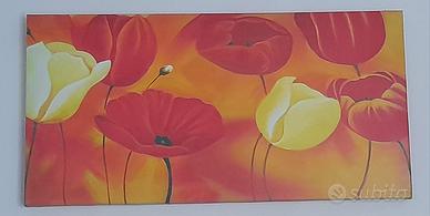 Quadro Moderno 80 x 40 Papaveri Rossi/Gialli
