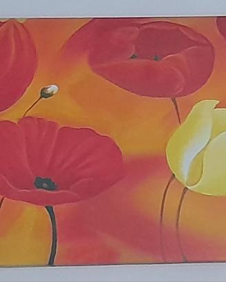 Quadro Moderno 80 x 40 Papaveri Rossi/Gialli