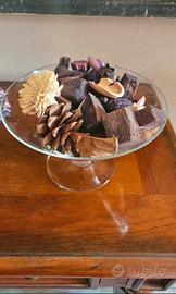 Set di soprammobili in vetro ciotole e candelabri