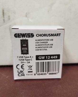 alimentatore usb gewiss chorusmart
