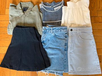Gonna denim, righe, nera, lino, camicie estate