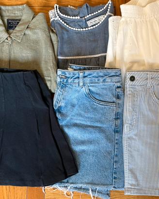 Gonna denim, righe, nera, lino, camicie estate