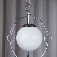 Lampadario Space Age italiano acciaio e vetro