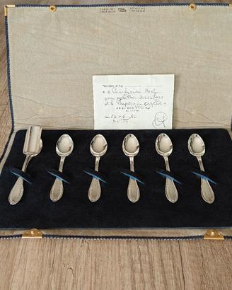 Set 6 + 1 cucchiaini in argento 800 certificati