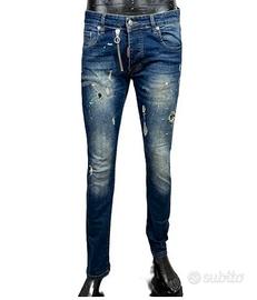 Dsquared2 Jeans Uomo Slim Fit Taglia 52 Denim Blu