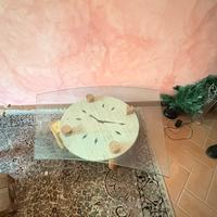 Tavolino con OROLOGIO funzionante in vetro