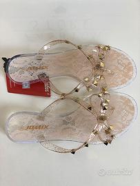Infradito donna borchie fiocco 36-41 oro nuovi