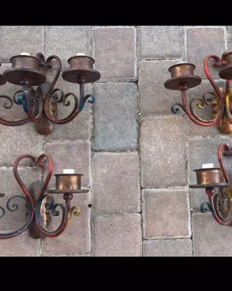 4 Lampade da muro dipinte a mano vintage NUOVE !