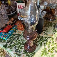 Lampada a Petrolio Vintage in Metallo e Vetro