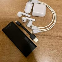 Set power bank+auricolari+ricarica multi cavo