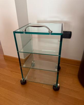Carrello in vetro con 4 ruote - 4 ripiani