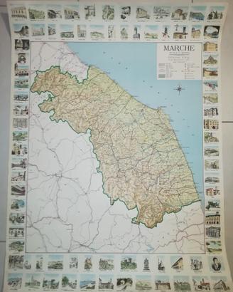Cartina geografica regione marche anni 70