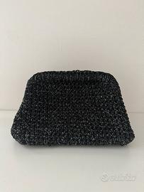 Borsa clutch nera glitter