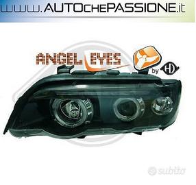Fanali anteriori frecce angel eyes neri BMW X5 E53