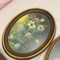Quadro ovale floreale firmato Peppino Luraschi