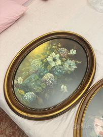 Quadro ovale floreale firmato Peppino Luraschi