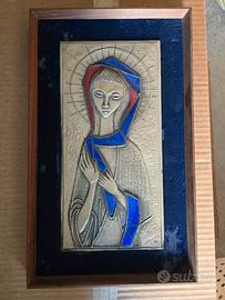 Quadro sacro vintage con Madonna in argento