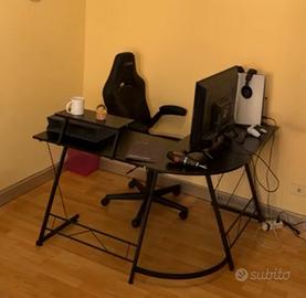 Scrivania angolare nera effetto legno