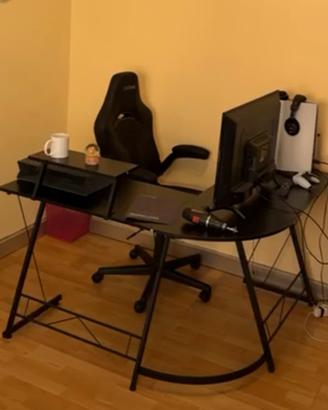 Scrivania angolare nera effetto legno